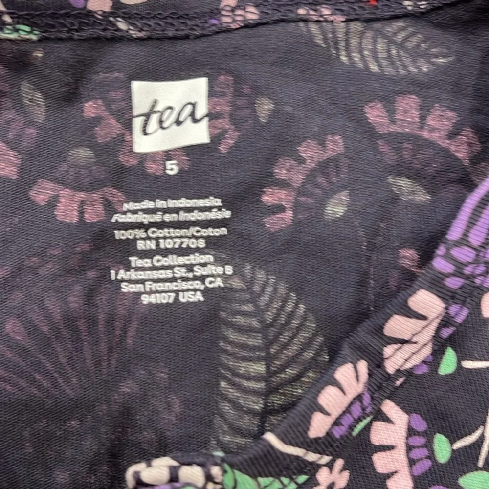 Tea Collection Black and Green Floral Dress Size 5